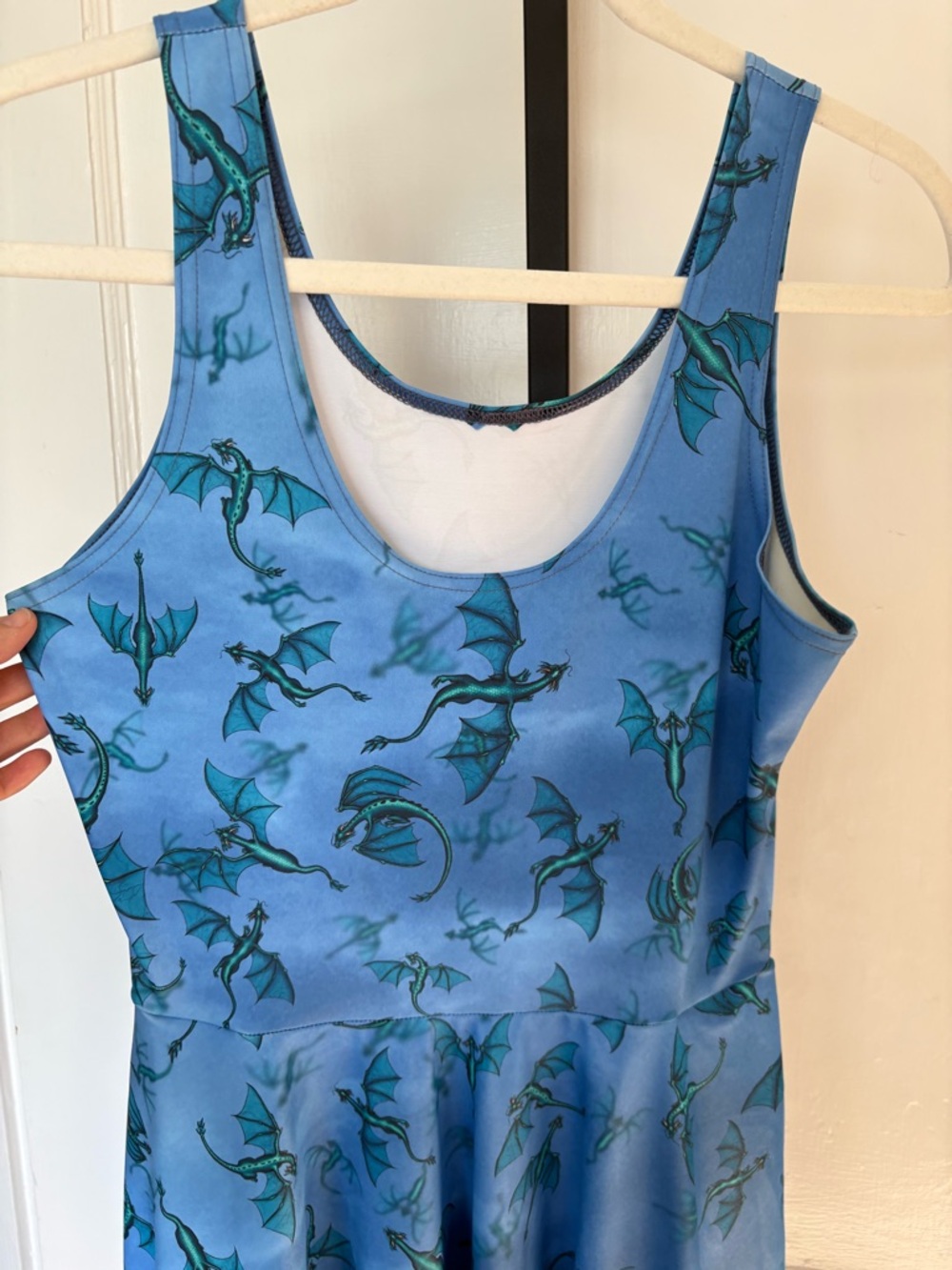 RARE | BlackMilk | Blue Ice Dragon Print Skater Dress | Pockets | Medium - Picture 8 of 11